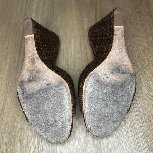 Veronica Beard Women’s 9 Sandals Dali Raffia Leather Wedge Brown Shoes Open Toe - Picture 7 of 9